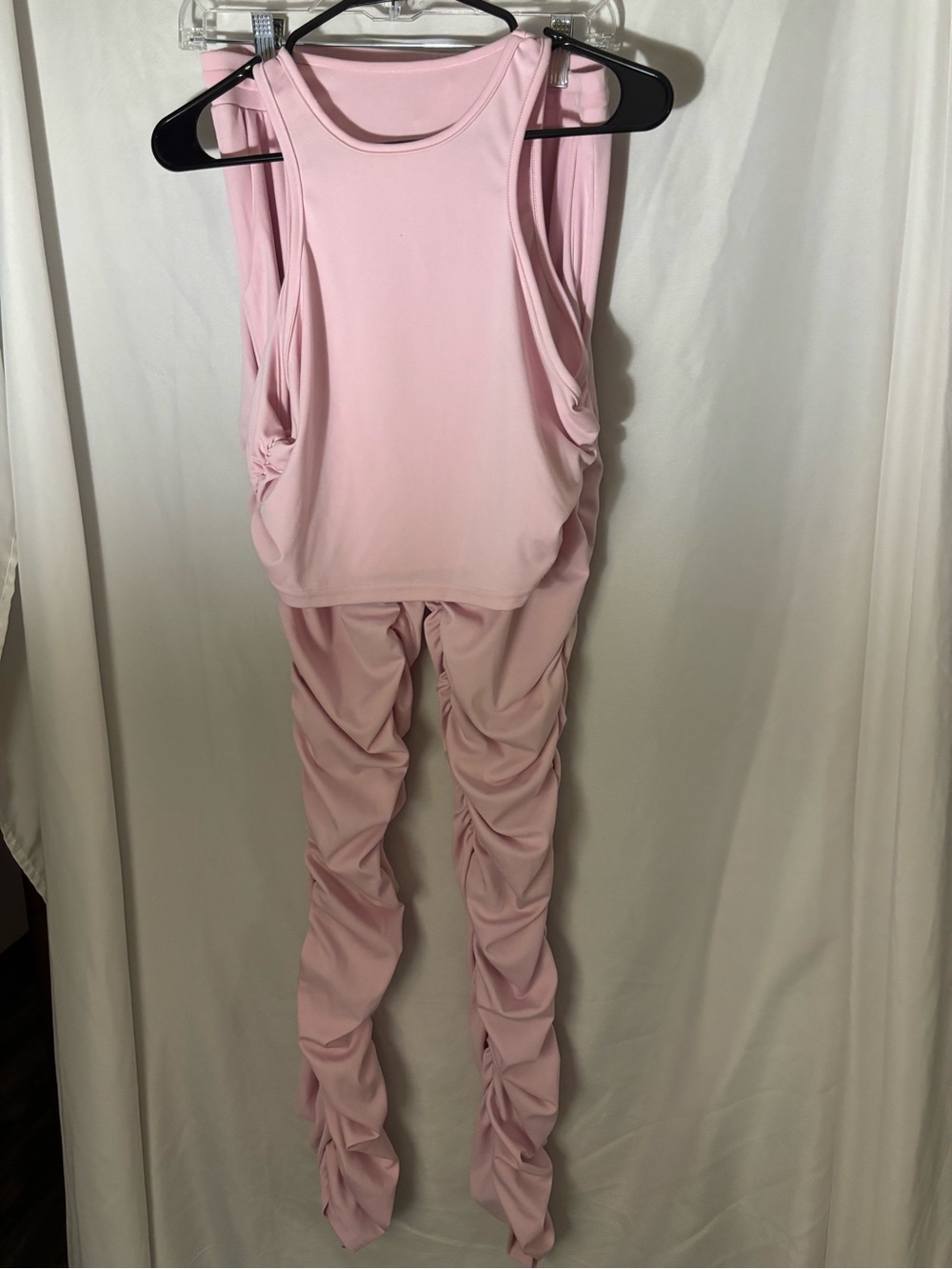 SHEIN Light Pink Ruched Tank Jumpsuit